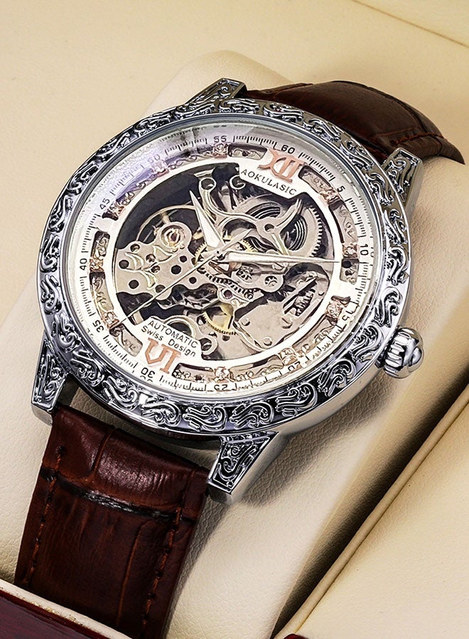 AOKULASIC Watches for Men Business Fashion Automatic Men Watch Luxury Brand Mens Mechanical Watches Hollow Out Waterproof Retro Wristwatch - Image 1